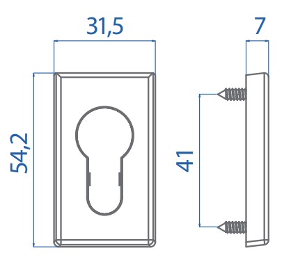 Cilinderplaatje voor raamkrukken rechthoek wit