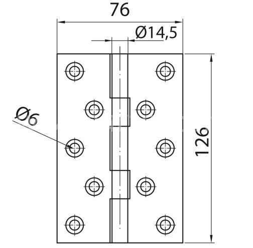 Kogellagerscharnier 126x76 mm goud 2 stuks