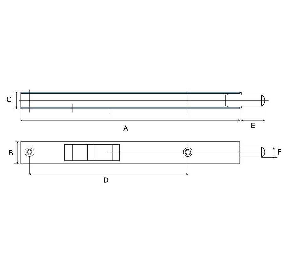 Pijpkantschuif 250x20 mm blank verzinkt