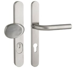 SKG3 PC72 knop/kruk L op ovaal smal schild PRIO + kerntrekbeveiliging RVS