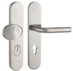 SKG3 PC72 knop/kruk L op ovaal schild TOP + kerntrekbeveiliging RVS