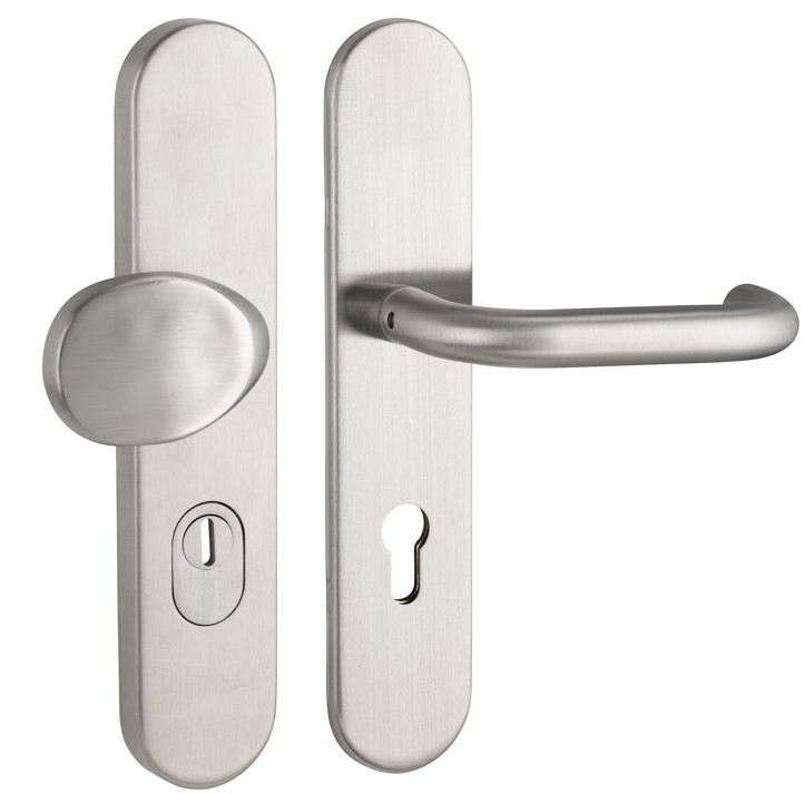 SKG3 PC72 knop/kruk U op ovaal schild TOP + kerntrekbeveiliging RVS