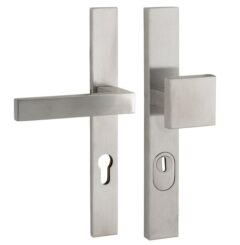 SKG3 PC72 knop/kruk Metro links op rechthoekig smal schild PRIO + kerntrekbeveiliging RVS