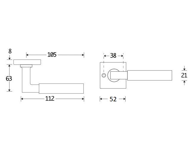 Deurkruk op geveerd rozet verdekt Bauhaus messing antiek brons