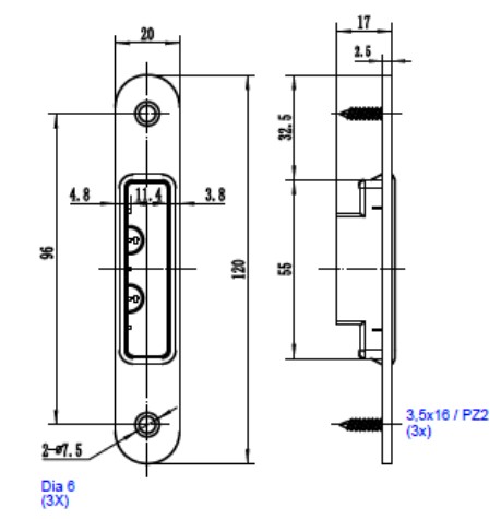 Loopslot magnetisch inclusief sluitplaat 20x235mm zwarte voorplaat