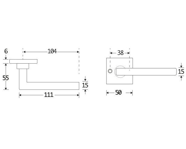 Deurkruk op geveerd rozet verdekt Kare messing antiek brons