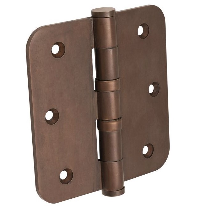 Kogellagerscharnier 76x76 ronde hoek vlak messing antiek brons