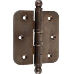 Kogellagerscharnier 89x89 ronde hoek bol messing antiek brons