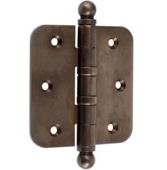 Kogellagerscharnier 89x89 ronde hoek bol messing antiek brons