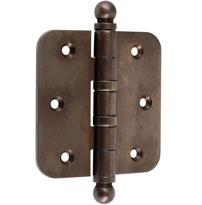 Kogellagerscharnier 89x89 ronde hoek bol messing antiek brons