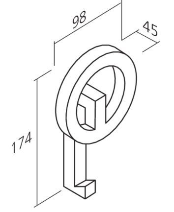 Haak sleutel 174x96 mm chroom mat