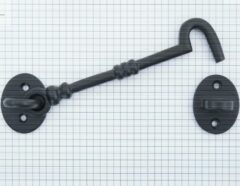 Deurhaak en vanger 150 mm zwart