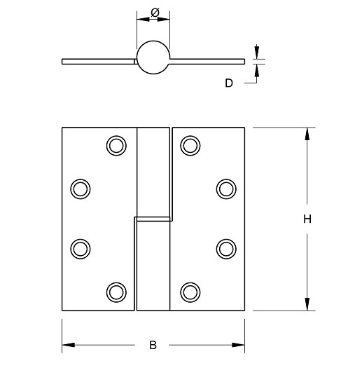 SKG3 Kogelstift paumelle Rechte hoek 89x89 mm links RVS