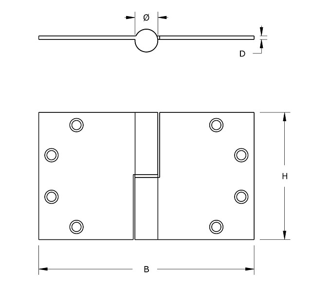 SKG3 Kogelstift paumelle Rechte hoek 125x89 mm Links RVS
