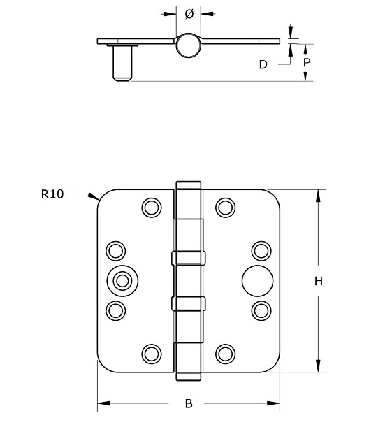 DX Kogellagerscharnier 76x76 mm ronde hoek SKG2 rvs - Afbeelding 2