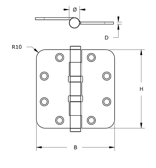 Kogellagerscharnier doorgezet 89x89 mm ronde hoek losse pen staal verzinkt - Afbeelding 2