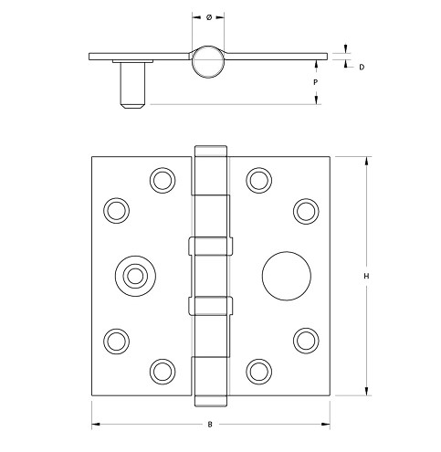 DX Kogellagerscharnier 76x76 mm rechte hoek SKG2 - Afbeelding 2