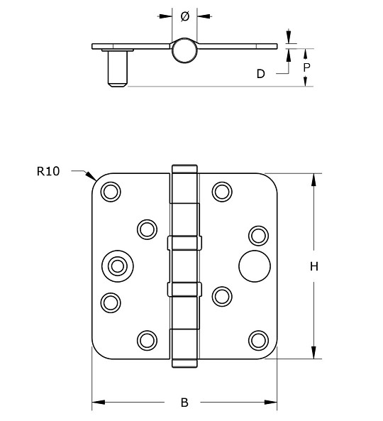 DX Kogellagerscharnier 89x89 mm ronde hoek SKG3 - Afbeelding 2