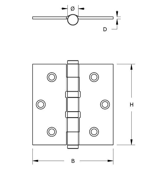 Kogellagerscharnier 89x89 mm rechte hoek rvs zwart gelakt - Afbeelding 3