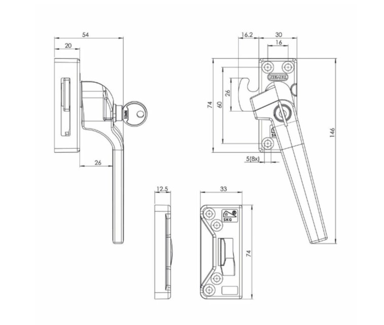 Nemef raamboom rechts 53PK SKG* aluminium F1