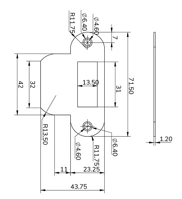 Dulimex sluitplaat rechthoekig verzinkt voor loopslot - Afbeelding 2