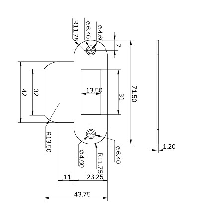 Dulimex sluitplaat rechthoekig rvs voor loopslot - Afbeelding 2