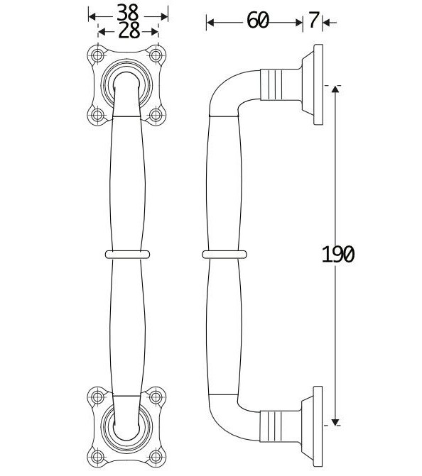 Deurgreep Bonton ebben 190mm glans nikkel