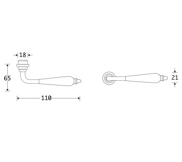 Deurkruk Antique ebben messing ongelakt