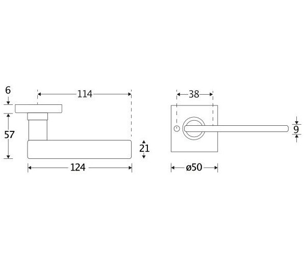 Deurkruk op geveerd rozet verdekt Piatto messing ongelakt