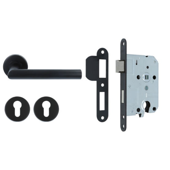 ODShop set cilinder dag en nachtslot + deurkruk Modern haaks & cilinderplaatjes