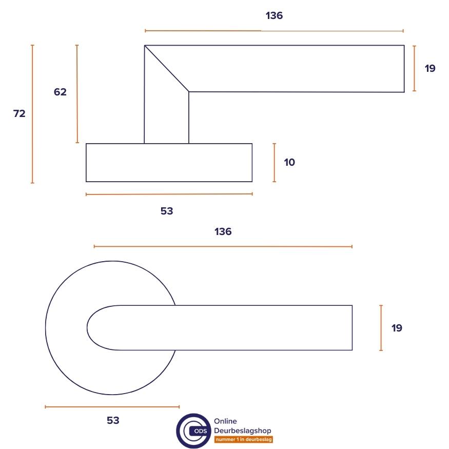 ODShop set wc-badkamerslot + deurkruk Modern haaks & toiletsluiting