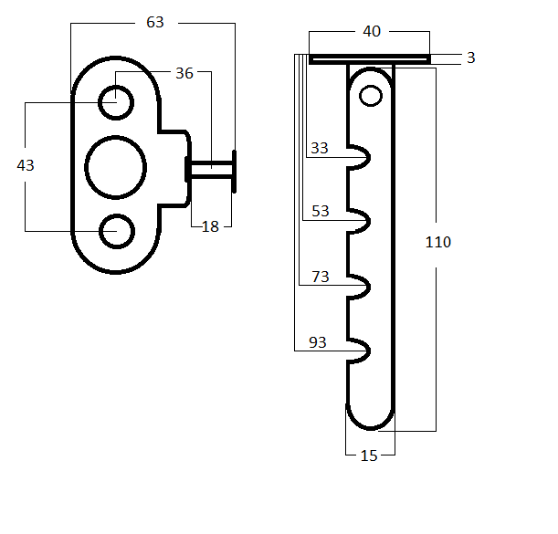 Raamuitzetter kunststof bruin 105 mm met 4 standen