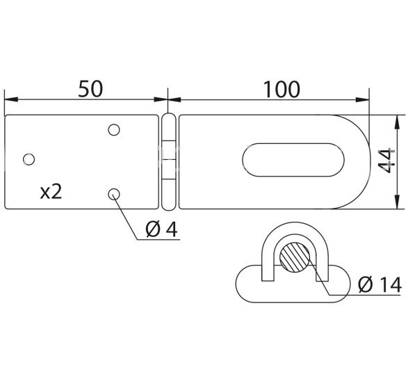 Kistoverval 44x150mm staal zwart