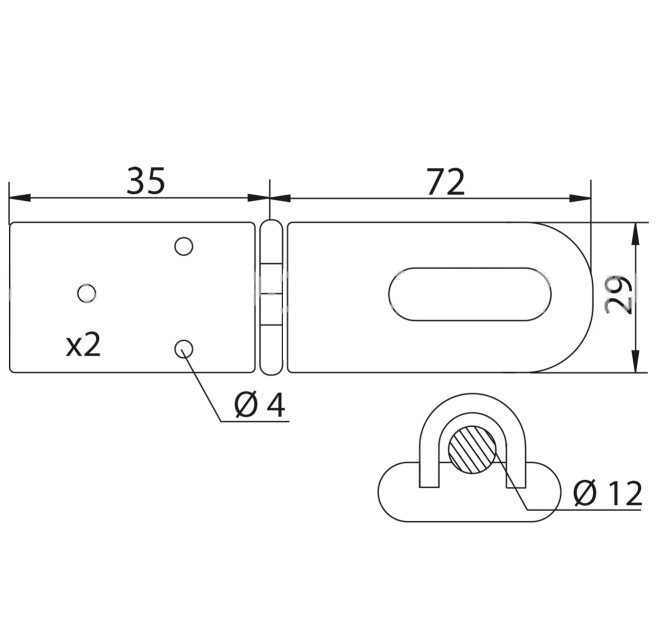 Kistoverval 30x107mm staal zwart
