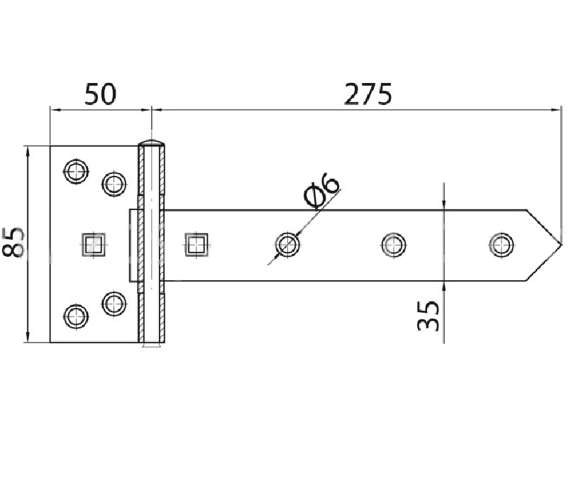 Kruisheng zwart 275x85 mm