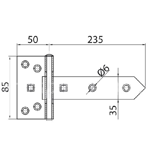 Kruisheng zwart 235x85 mm