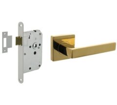 Intersteel deurbeslag set loopslot wit + Deurkruk Hera PVD messingkleur