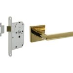 Intersteel deurbeslag set loopslot wit + Deurkruk Bastian PVD messingkleur