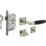 Intersteel deurbeslag set WC-slot 63/8 mm RVS + Deurkruk Ton basic en WC-sluiting nikkel