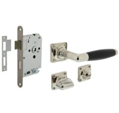 Intersteel deurbeslag set WC-slot 63/8 mm RVS + Deurkruk Ton basic en WC-sluiting nikkel