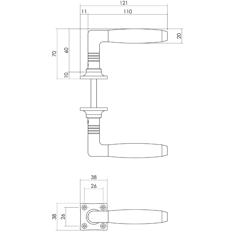 Intersteel deurbeslag set WC-slot 63/8 mm RVS + Deurkruk Ton basic en WC-sluiting nikkel