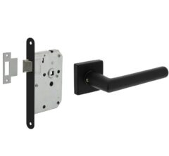 Intersteel deurbeslag set loopslot zwart + Deurkruk Broome met rozet zwart