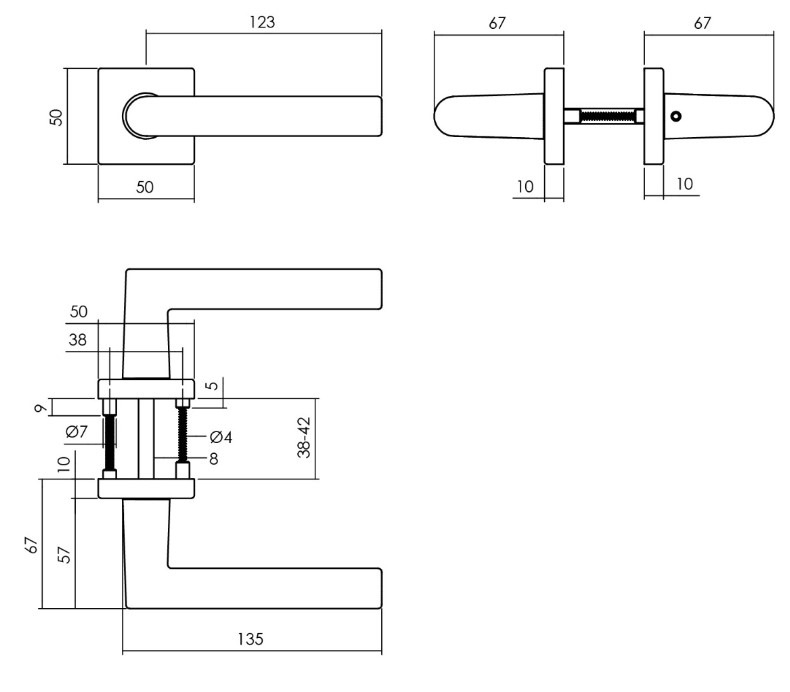 Intersteel deurbeslag set WC-slot 63/8 mm zwart + Deurkruk Broome en WC-sluiting zwart