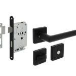 Intersteel deurbeslag set WC-slot 63/8 mm zwart + Deurkruk Broome en WC-sluiting zwart
