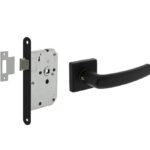 Intersteel deurbeslag set loopslot zwart + Deurkruk Denham met rozet zwart
