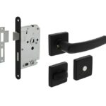 Intersteel deurbeslag set WC-slot 638 mm zwart + Deurkruk Denham en WC-sluiting zwart