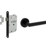 Intersteel deurbeslag set loopslot zwart + Deurkruk Bastian met rozet zwart