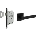 Intersteel deurbeslag set loopslot zwart + Deurkruk Hera met rozet zwart