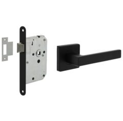 Intersteel deurbeslag set loopslot zwart + Deurkruk Hera met rozet zwart