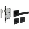 Intersteel deurbeslag set WC-slot 638 mm zwart + Deurkruk Hera en WC-sluiting zwart
